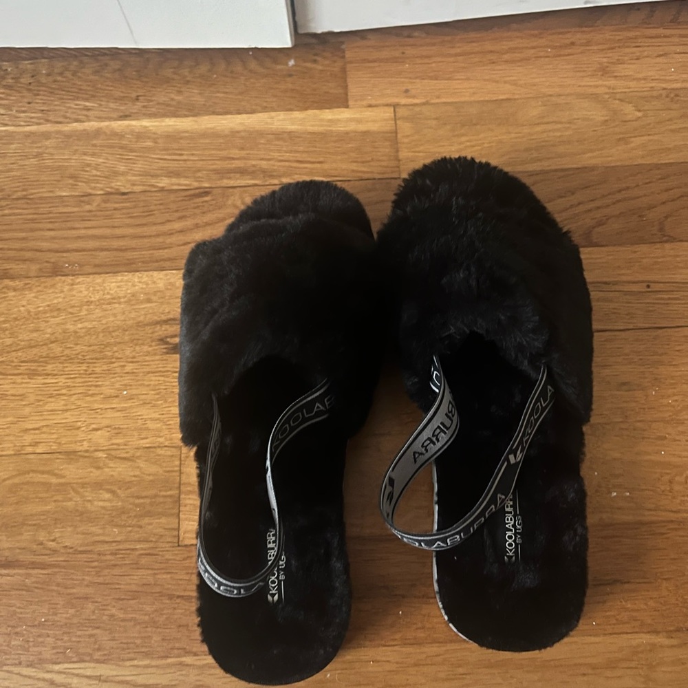 Koolaburra by Ugg Women’s FUZZ'N II Black Slingback Slide Sandals